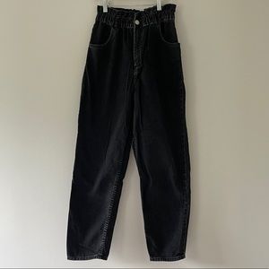 [Zara: Size S] Paperbag waist slouchy black jeans